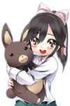  bad_id bad_pixiv_id black_hair kaguyahime love_plus open_mouth ponytail simple_background solo stuffed_animal stuffed_bunny stuffed_toy takane_manaka teeth white_background younger 