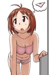  antenna_hair bandeau bare_shoulders bow bow_panties breasts brown_hair cleavage hidaka_ai idolmaster idolmaster_dearly_stars looking_away medium_breasts open_mouth panties short_hair shorts solo strapless thought_bubble ttomm tubetop underwear 