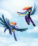  blue_fur confrontation dogfight equine evil_twin female feral flying friendship_is_magic fur mammal my_little_pony pegasus rainbow_dash_(mlp) rautakoura shadowbolts_(mlp) square_crossover wings wonderbolts_(mlp) 