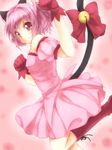  animal_ears bare_shoulders bell boots bow breasts cat_ears cat_tail gloves jingle_bell knee_boots leg_up magical_girl maruki_(punchiki) medium_breasts mew_ichigo momomiya_ichigo paw_pose pink_eyes pink_hair red_gloves short_hair smile solo tail tail_bell tail_bow tokyo_mew_mew 