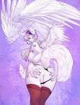  airlia angel anus arctic_fox bent_over big_breasts black_nose breasts butt canine feathers female fox fur hair legwear long_hair looking_at_viewer looking_back mammal nails nipples nude panties presenting presenting_hindquarters purple_eyes purple_hair pussy raised_tail silver_fox solo spreading stockings tail thong tongue underwear white white_feathers white_fur wings yashendwirh 