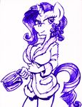  anthrofied breasts cleavage clothed clothing coat coffee equine female friendship_is_magic horn king-cheetah mammal my_little_pony plain_background rarity_(mlp) robe solo unicorn white_background 