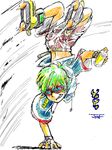  fingerless_gloves gloves green_hair inline_skates jet_set_radio jet_set_radio_future male_focus manaita roller_skates shorts skates solo spray_paint tegaki yoyo_(jsr) 