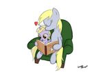  &hearts; book chair cub derpy_hooves_(mlp) dinky_hooves_(mlp) equine female feral friendship_is_magic horn horse lunar_apologist mammal my_little_pony pegasus plain_background pony reading terry_pratchett unicorn white_background wings young 