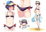  all_male arashi_(forever_7th_capital) ass ball bikini black_hair chibi donggua_bing_cha forever_7th_capital hat male navel orange_eyes scar short_hair swimsuit sword trap weapon white 