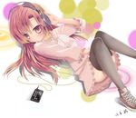  audio-technica bad_id bad_pixiv_id digital_media_player fang_xue_jun hayate_no_gotoku! headphones highres ipod ipod_touch katsura_hinagiku long_hair lying pink_eyes pink_hair thighhighs 