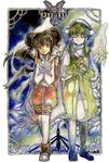  1girl anise_tatlin black_hair brown_eyes closed_eyes green_hair hair_tubes ion ribbon sidelocks staff tales_of_(series) tales_of_the_abyss tamiko_(tamiko_jp) thighhighs twintails wings 