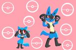  dancing lucario nintendo pok&#233;ball pok&#233;mon pok&eacute;ball pok&eacute;mon red_eyes riolu unknown_artist video_games 