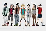  aburame_shino alternate_costume androgynous belt black_hair blonde_hair casual choker closed_eyes contemporary facial_mark fashion green_eyes grin hood hyuuga_neji inuzuka_kiba jewelry lineup long_hair male_focus multiple_boys nara_shikamaru naruto naruto_(series) naruto_shippuuden necklace ponytail rock_lee sai_(naruto) short_hair smile sunglasses temari114 uzumaki_naruto whisker_markings 