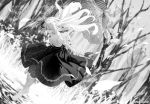  boots gloves greyscale highres knee_boots long_hair monochrome official_art parasol solo source_request takase_akiko tree umbrella violet_evergarden violet_evergarden_(character) 