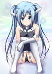  blue_eyes blue_hair kuronezumi leg_hug long_hair nymph_(sora_no_otoshimono) open_mouth panties pantyshot pantyshot_(sitting) sitting solo sora_no_otoshimono twintails underwear 