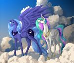  alicorn cutie_mark duo equine female feral friendship_is_magic horn horse mammal my_little_pony pegacorn pony princess_celestia_(mlp) princess_luna_(mlp) sibling sisters winged_unicorn wings 