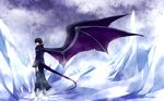  black_hair highres hino_eiji ice kamen_rider kamen_rider_ooo_(series) male_focus purple_eyes scarf solo tail tokikane_mikan wings 