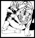  absurdres bracelet cabbie_hat cowgirl9 facial_hair greyscale hat highres ink jewelry kaburagi_t_kotetsu male_focus monochrome necktie solo stubble tiger tiger_&amp;_bunny traditional_media vest watch wristwatch 