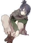  bad_id bad_pixiv_id blue_eyes blue_hair male_focus nezumi_(no.6) no.6 scarf sitting smile solo soto 