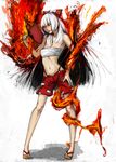  :p bad_id bad_pixiv_id bare_legs fan fire fujiwara_no_mokou full_body highres hot midriff nishiokissa no_shirt paper_fan sandals sarashi shorts solo suspenders tongue tongue_out touhou uchiwa 