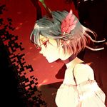  antlers bad_id bad_pixiv_id bare_shoulders blue_hair bob_cut c_(control) choker feathers hair_feathers head_wings pointy_ears profile q_(control) short_hair solo yamabato_(puis) 