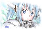  blue_eyes blue_hair chain collar highres kem_kem nymph_(sora_no_otoshimono) solo sora_no_otoshimono 