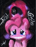  blue_eyes crazy duo english_text equine female friendship_is_magic fur hair horse insane kzksm mammal my_little_pony pink_fur pink_hair pinkamena_(mlp) pinkie_pie_(mlp) pony psycho square_crossover tears text 