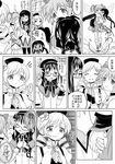  akemi_homura ayanero_taicho blush carrying comic fist_bump greyscale holding_hands jealous kaname_madoka mahou_shoujo_madoka_magica monochrome multiple_girls pantyhose princess_carry smile tomoe_mami translated wings 