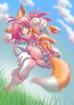  female fox green_eyes hair looking_at_viewer mammal pink_hair renaoka solo 