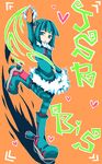  bis_(jsr) blue_eyes blue_hair headphones inline_skates jet_set_radio pantyhose roller_skates short_hair skates solo spray_paint striped striped_legwear 