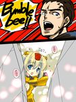  1girl blonde_hair blue_eyes bumblebee english genderswap headdress heart open_mouth peeking_out personification sam_witwicky short_hair smile sparkle tama_two_(fukuya) transformers 