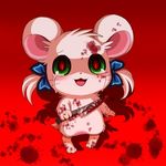  bijou blood bow crying female gore green_eyes hair_tuft hamster hamtaro_(series) jun_cross10 knife mammal ponytail rodent solo standing tail tears 