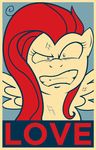  english_text equestria-election equine female fluttershy_(mlp) friendship_is_magic horse mammal my_little_pony pegasus pony poster propaganda snarl snarling solo text wings 