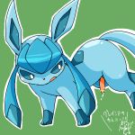  2012 blush censored doneru eeveelution erection feral glaceon japanese_text male nintendo open_mouth penis pok&eacute;mon pok&eacute;mon_(species) precum simple_background solo text translation_request video_games 