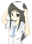  megane minakami_mai nichijou object_on_head pantsu_hat school_uniform 