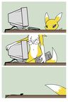  breasts canine comic computer darkdoomer digimon female fox keyboard keyboard_(computer) mammal monitor nipples renamon solo stealing theft 