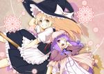  broom broom_riding deanoia hat kirisame_marisa multiple_girls patchouli_knowledge touhou witch_hat 