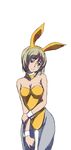  animal_ears bare_shoulders blonde_hair breasts bunny_ears bunny_girl bunnysuit cleavage embarrassed huang_baoling medium_breasts pantyhose short_hair simple_background solo tiger_&amp;_bunny touryou white_background wrist_cuffs 