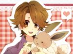  bad_id bad_pixiv_id brown_eyes brown_hair eevee gen_1_pokemon heart male_focus nicole_(usako) pokemon pokemon_(creature) sonezaki_masaki 