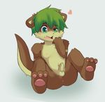  &hearts; anus balls blush cub exige green_eyes male mammal mustelid otter penis plain_background precum solo tears white_background young 