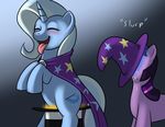  blush cape equine female friendship_is_magic horse kloudmutt magic_hat my_little_pony pony portal tongue trixie_(mlp) twilight_sparkle_(mlp) unicorn 
