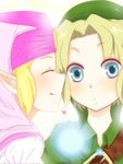  1girl bad_id bad_pixiv_id blonde_hair blue_eyes blush fairy hat link navi pointy_ears princess_zelda smile the_legend_of_zelda the_legend_of_zelda:_ocarina_of_time young_link young_zelda younger 