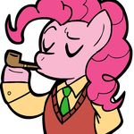  female friendship_is_magic fur hair horse mammal megasweet my_little_pony pink_fur pink_hair pinkie_pie_(mlp) plain_background pony smoking_pipe solo white_background 