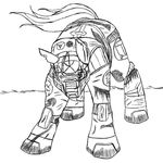 ambiguous_gender armor black_and_white equine halo halo_(series) horse mammal monochrome my_little_pony parody plain_background pony solo spartan veratin video_games white_background 