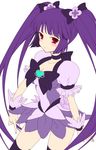  alternate_hairstyle blush blush_stickers bow breasts cleavage cosplay flat_color hair_bow heart heartcatch_precure! hizuki_akira long_hair magical_girl medium_breasts natsume_(pokemon) pokemon pokemon_(game) pokemon_rgby precure purple_hair red_eyes skirt solo thighhighs twintails 