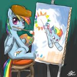  creating_art equine female feral friendship_is_magic horse john_joseco mammal my_little_pony paintbrush painting pegasus pony rainbow_dash_(mlp) solo sonic_rainboom wings 