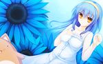  blue_hair dress flowers long_hair maikaze_no_melt yellow_eyes 
