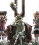  2girls anise_tatlin arietta black_hair boots character_doll gloves green_eyes green_hair hair_tubes ion mieu multiple_girls pantyhose pink_hair ribbon sidelocks string stuffed_toy sync tales_of_(series) tales_of_the_abyss tempyou_kango thigh_boots thighhighs twintails 