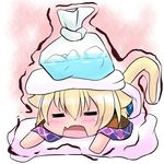  animal_ears blonde_hair blush cat_ears cat_tail chibi hoshizuki_(seigetsu) ice kemonomimi_mode mizuhashi_parsee open_mouth puru-see solo tail touhou trembling 