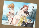  agahari ahoge animal_ears bikini black_eyes black_hair blonde_hair blue_eyes blush breasts brown_hair bunny_ears cat_ears charlotte_e_yeager cleavage day dog_ears erica_hartmann eyepatch gertrud_barkhorn groin large_breasts lynette_bishop minna-dietlinde_wilcke miyafuji_yoshika multiple_girls ocean one-piece_swimsuit one_eye_closed open_mouth outdoors ponytail red_eyes sakamoto_mio short_hair strike_witches surprised swimsuit tail water world_witches_series 