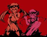  bad_id bad_pixiv_id barefoot bat_wings bow flandre_scarlet hat hat_bow high_contrast highres kirieppa legs monochrome multiple_girls remilia_scarlet short_hair siblings sisters touhou wings 