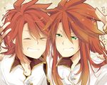  closed_eyes dual_persona green_eyes long_hair luke_fon_fabre male_focus multiple_boys red_hair smile sparkle tales_of_(series) tales_of_the_abyss teeth touyama_soboro 