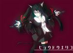  akenoin_soumon animal_ears bad_id bad_pixiv_id black_hair blue_eyes cat_ears dual_wielding glasses gun holding hyoudou_kiriko long_hair original outstretched_arms ribbon solo thighhighs twintails weapon zettai_ryouiki 