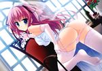  blue_eyes dress garter_belt panties panty_pull pink_hair princess_evangile rousenin_rise stockings thighhighs underwear undressing wedding_dress yamakaze_ran 